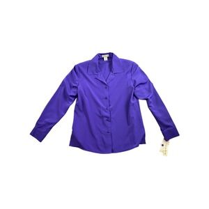 Women's Notations Purple‎ Silky Button Down Long Sleeve Shirt Top Size Medium
